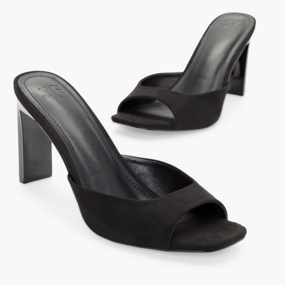 New Just Fab Black Suede Mules Heels Size 9.5 - Picture 1 of 10